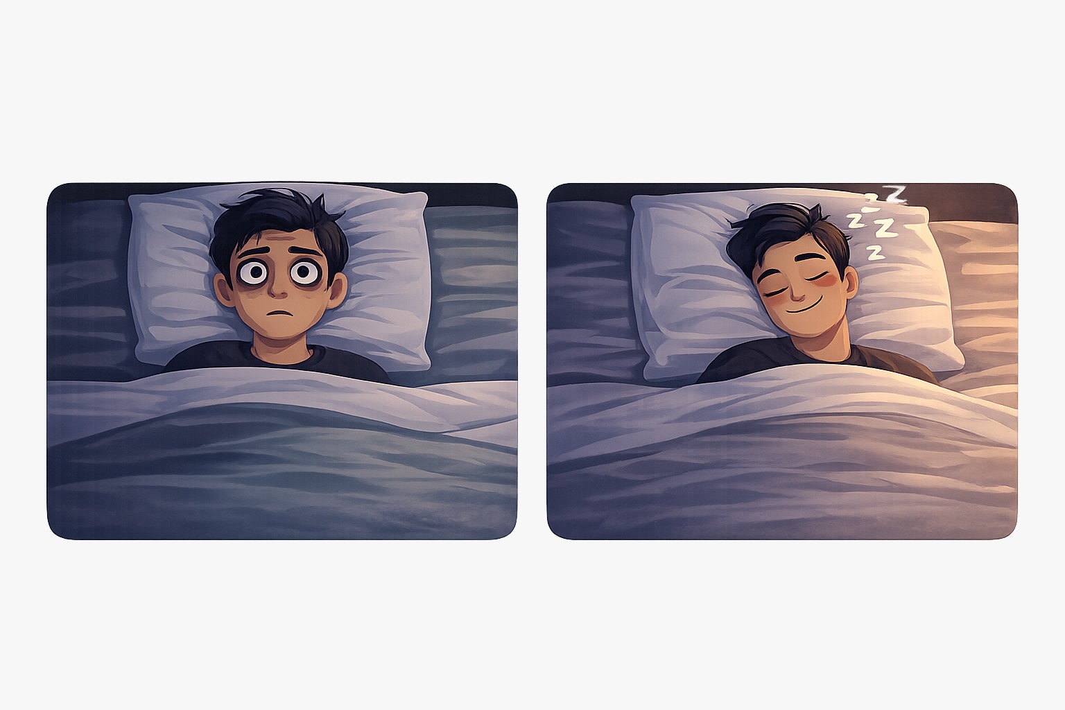 Antes e depois — dormir tranquilo